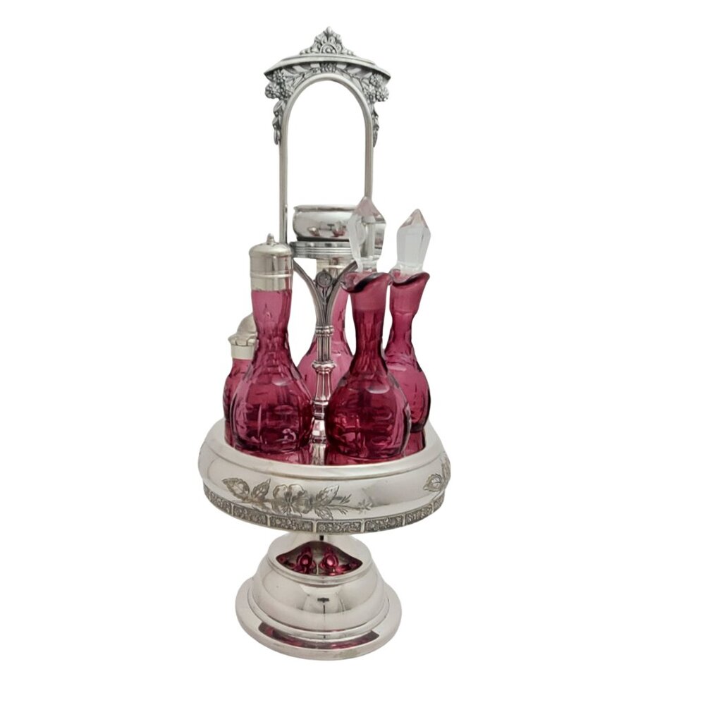 Antique Victorian Cranberry/Ruby Glass Cruet Set – Meriden Britannia Silver Co.